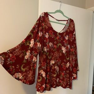 Rose and Olive blouse with floral detail and back buckle strap